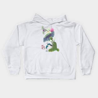 Minhwa: Lotus and Night Herons B Type (Korean traditional/folk art) Kids Hoodie